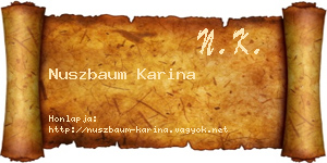 Nuszbaum Karina névjegykártya